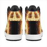 Flame Pentagram Print High Top Leather Sneakers