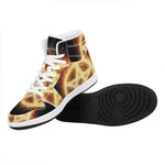 Flame Pentagram Print High Top Leather Sneakers