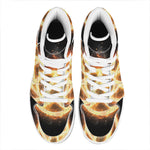 Flame Pentagram Print High Top Leather Sneakers