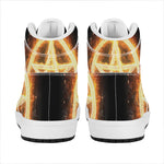 Flame Pentagram Print High Top Leather Sneakers