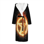 Flame Pentagram Print Hooded Bathrobe