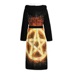 Flame Pentagram Print Hooded Bathrobe