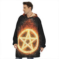 Flame Pentagram Print Hoodie Blanket
