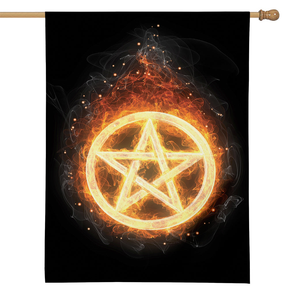 Flame Pentagram Print House Flag