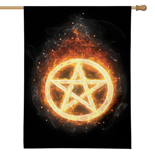 Flame Pentagram Print House Flag