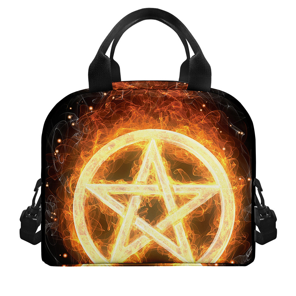Flame Pentagram Print Insulated Lunch Bag