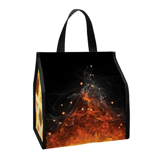 Flame Pentagram Print Insulated Lunch Tote