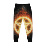 Flame Pentagram Print Jogger Pants
