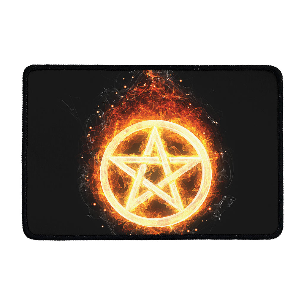 Flame Pentagram Print Kitchen Mat
