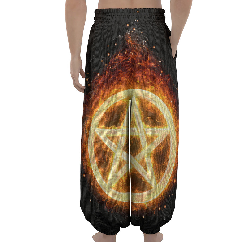Flame Pentagram Print Lantern Pants