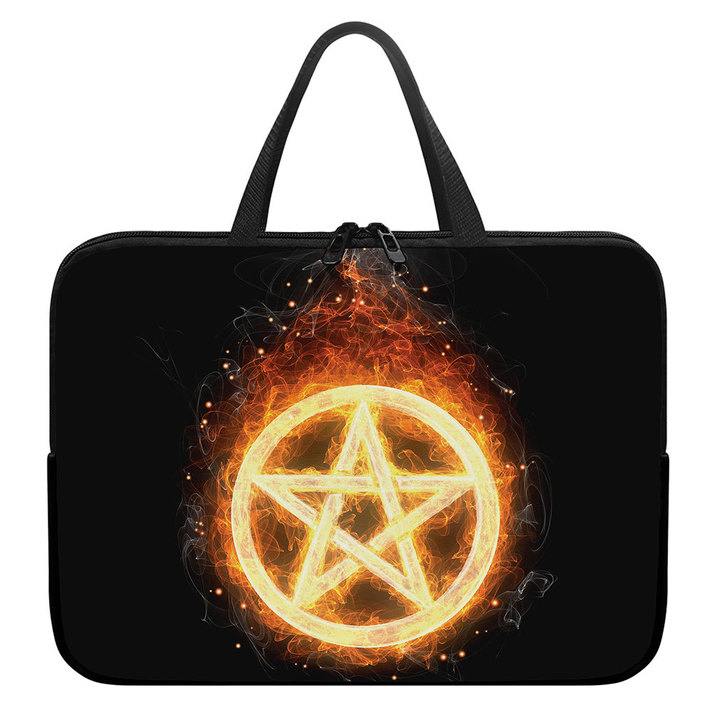 Flame Pentagram Print Laptop Sleeve With Handle