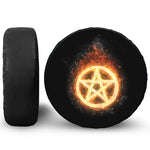 Flame Pentagram Print Leather Spare Tire Cover