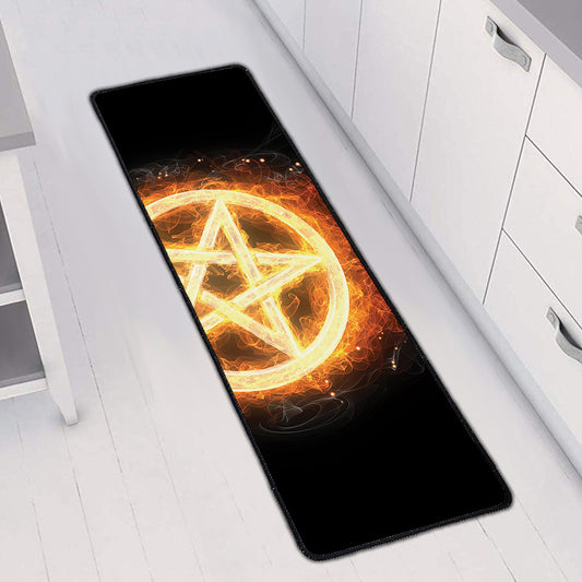Flame Pentagram Print Long Kitchen Mat