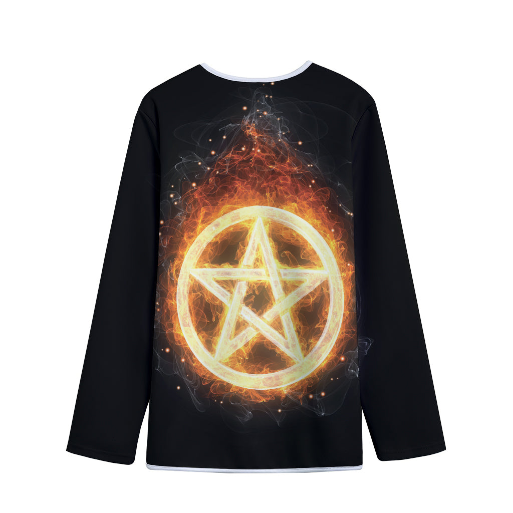 Flame Pentagram Print Long Sleeve Short Coat
