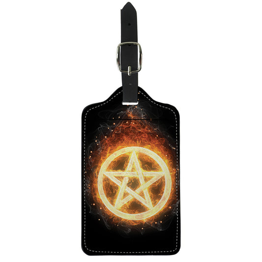 Flame Pentagram Print Luggage Tag