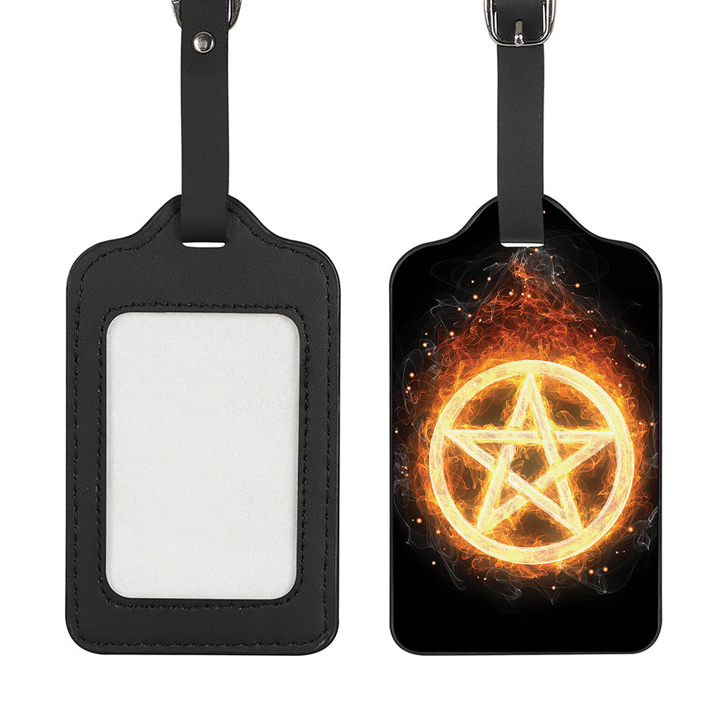 Flame Pentagram Print Luggage Tag