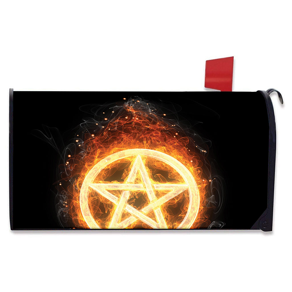 Flame Pentagram Print Mailbox Cover