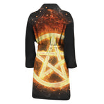 Flame Pentagram Print Men's Bathrobe