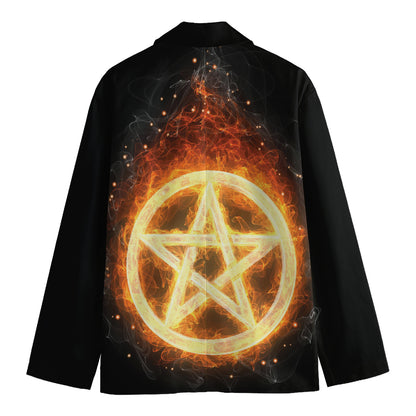 Flame Pentagram Print Men's Blazer