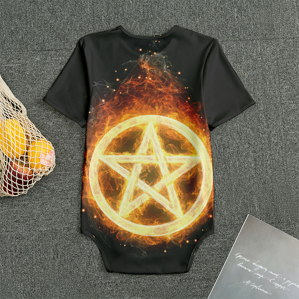 Flame Pentagram Print Men's Bodysuit