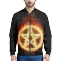 Flame Pentagram Print Men's Bomber Jacket