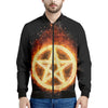 Flame Pentagram Print Men's Bomber Jacket