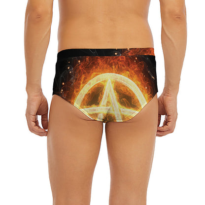 Flame Pentagram Print Men's Briefs