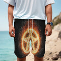 Flame Pentagram Print Men's Cargo Shorts