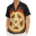 Flame Pentagram Print Men's Deep V-Neck Shirt