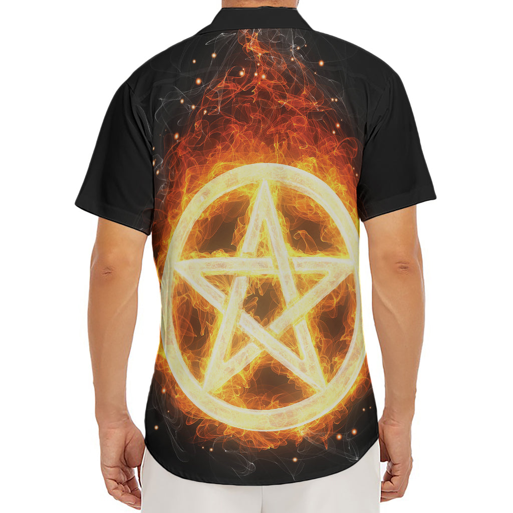 Flame Pentagram Print Men's Deep V-Neck Shirt