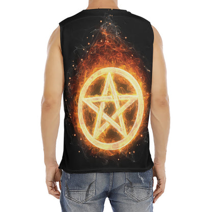 Flame Pentagram Print Men's Fitness Tank Top
