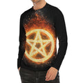 Flame Pentagram Print Men's Long Sleeve Rash Guard