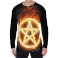 Flame Pentagram Print Men's Long Sleeve T-Shirt