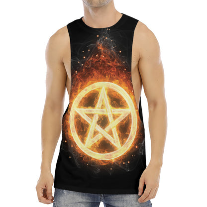 Flame Pentagram Print Men's Muscle Tank Top