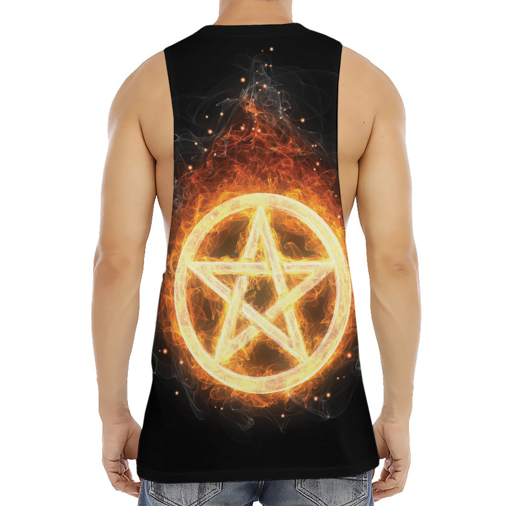 Flame Pentagram Print Men's Muscle Tank Top