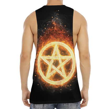 Flame Pentagram Print Men's Muscle Tank Top