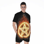 Flame Pentagram Print Men's Rompers