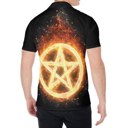 Flame Pentagram Print Men's Shirt