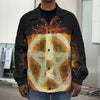 Flame Pentagram Print Men's Shirt Jacket