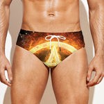Flame Pentagram Print Men's Swim Briefs