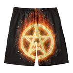 Flame Pentagram Print Men's Swim Trunks