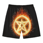 Flame Pentagram Print Men's Swim Trunks