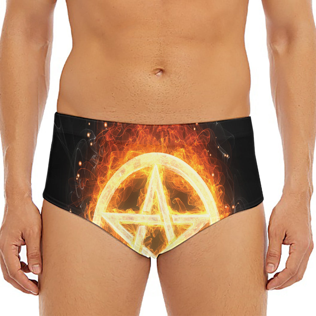 Flame Pentagram Print Men's Triangle Swim Briefs