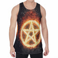 Flame Pentagram Print Men's Velvet Tank Top
