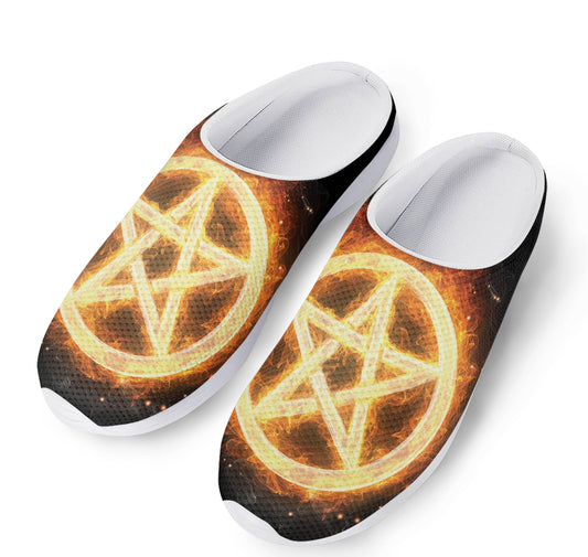Flame Pentagram Print Mesh Casual Shoes
