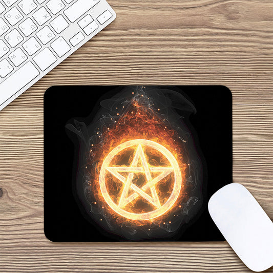 Flame Pentagram Print Mouse Pad