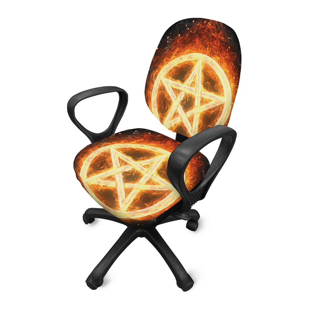 Flame Pentagram Print Office Chair Cover