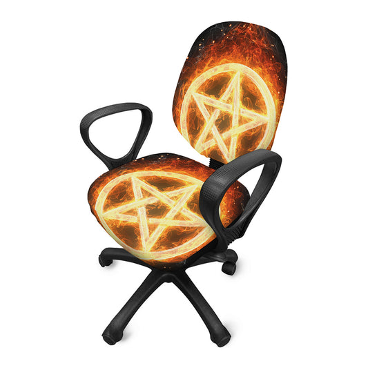 Flame Pentagram Print Office Chair Cover