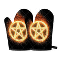 Flame Pentagram Print Oven Mitts