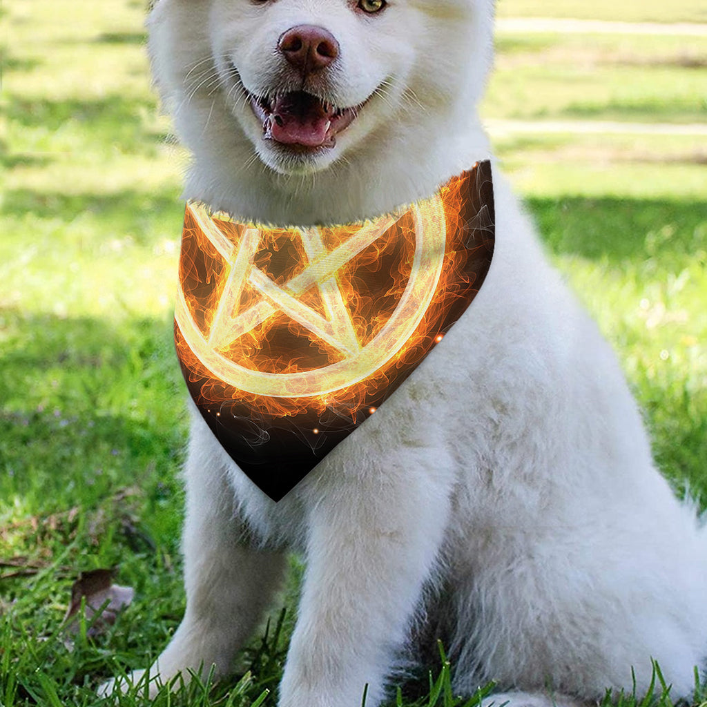 Flame Pentagram Print Over The Collar Dog Bandana
